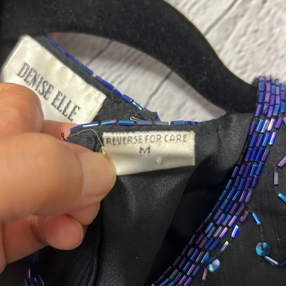 Cocktail dress. Denise Elle Size Black color with blue sequins all over dress - Picture 7 of 9